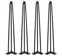 Lot 4 Pieds de Table en épingle à Cheveux, Jambes en métal de Bricolage, 2/3 Barres de Fer, Plus Forte, avec vis et protecteurs de Sol (4 pièces -71cm (Noir))