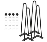 Lot 4 Pieds de Table en épingle à Cheveux, Jambes en métal de Bricolage, 2/3 Barres de Fer, Plus Forte, avec vis et protecteurs de Sol (4 pièces -41cm (Noir-2))