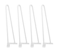 Lot 4 Pieds de Table en épingle à Cheveux, Jambes en métal de Bricolage, 2/3 Barres de Fer, Plus Forte, avec vis et protecteurs de Sol (4 pièces -41cm (Blanc))
