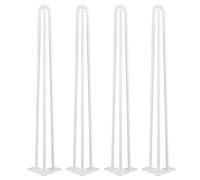 Lot 4 Pieds de Table en épingle à Cheveux, Jambes en métal de Bricolage, 2/3 Barres de Fer, Plus Forte, avec vis et protecteurs de Sol (4 pièces -71cm (Blanc))