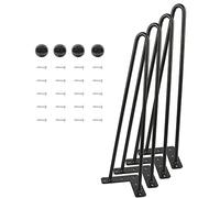 Lot 4 Pieds de Table en épingle à Cheveux, Jambes en métal de Bricolage, 2/3 Barres de Fer, Plus Forte, avec vis et protecteurs de Sol (4 pièces -50cm (Noir))