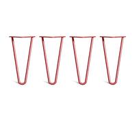 Lot 4 Pieds En Épingle À Cheveux En Acier 10mm Haute Qualité - Style Milieu 20ème Siècle - Protège-Pieds, Guide Installation, Vis Inclus - Disponible Dans 10-86cm Et Une Gamme Complète De Finitions