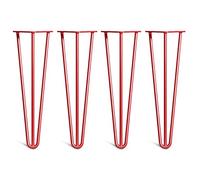 Lot 4 Pieds En Épingle À Cheveux En Acier 10mm Haute Qualité - Style Milieu 20ème Siècle - Protège-Pieds, Guide Installation, Vis Inclus - Disponible Dans 10-86cm Et Une Gamme Complète De Finitions