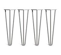 Lot 4 Pieds En Épingle À Cheveux En Acier 10mm Haute Qualité - Style Milieu 20ème Siècle - Protège-Pieds, Guide Installation, Vis Inclus - Disponible Dans 10-86cm Et Une Gamme Complète De Finitions