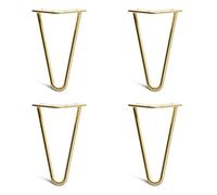 Lot 4 Pieds En Épingle À Cheveux En Acier 10mm Haute Qualité - Style Milieu 20ème Siècle - Protège-Pieds, Guide Installation, Vis Inclus - Disponible Dans 10-86cm Et Une Gamme Complète De Finitions