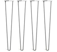 Lot 4 Pieds En Épingle À Cheveux En Acier 10mm Haute Qualité - Style Milieu 20ème Siècle - Protège-Pieds, Guide Installation, Vis Inclus - Disponible Dans 10-86cm Et Une Gamme Complète De Finitions