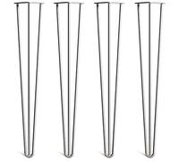 Lot 4 Pieds En Épingle À Cheveux En Acier 10mm Haute Qualité - Style Milieu 20ème Siècle - Protège-Pieds, Guide Installation, Vis Inclus - Disponible Dans 10-86cm Et Une Gamme Complète De Finitions