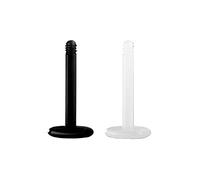 Lot 4 piercing barre plastique bioflex tragus labret contour levre monroe medusa 1.2 x 8mm transparente noir