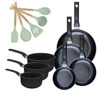 Lot 4 Poêles 16/20/24/28cm et 3 Casseroles 16/18/20cm Fackelmann Brandao avec 5 ustensiles