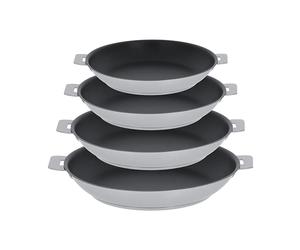 Lot 4 poêles inox antiadhérentes Strate sans manche 20, 24, 26 et 28 cm Cristel