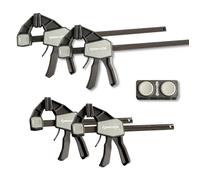 Lot 4 Serre-Joints à Une Main à Serrage Rapide 2 x 150mm + 2 x 300mm Force 68kg + Connecteur - OMNIVOR