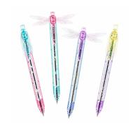 Lot 4 Stylos Libellule Gleaming Wings, Stylos Libellule À Ailes Mobiles | Stylos libellule 0,5 mm à encre noire avec Gleaming Wings mobiles pour école, journal, bureau et notes