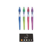 Lot 4 Stylos Plume Plumix Corps Plastique Couleur Neon + 1 Index Adhésif Blumie (4 neons)