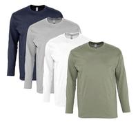 lot 4 T-shirts manches longues HOMME - bleu marine gris blanc kaki XL