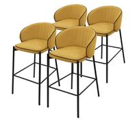 Lot 4 tabourets de bar ML-Design tissu moutarde hauteur 76 cm avec dossier et repose-pieds cuisine