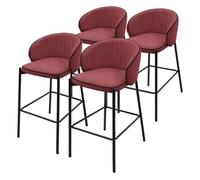 Lot 4 tabourets de bar ML-Design tissu rouge hauteur 76 cm avec dossier et repose-pieds cuisine îlot