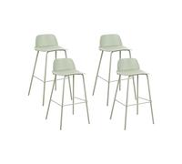 Lot 4 Tabourets de Bar Modernes Siège en Plastique Synthétique Vert Clair Pieds en Métal Chaises de Cuisine Mora