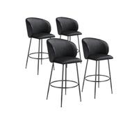 Tabouret de bar - TECTAKE - Lot de 4 tabourets LUANA aspect velours et repose-pieds 51 x 60 x 106 cm - Noir/Noir