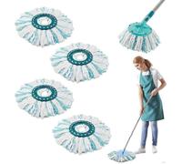 Lot 4 têtes rechange pour Leifheit Clean Twist Disc M - Système 2 fibres - Balai franges rond - Compatible Clean Twist M