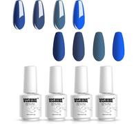 Lot 4 vernis gel semi-permanent bleu clair 15ml, nouvelle collection nail gel manucure UV LED longue durée moderne pratique