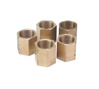 LOT 5 3/8" BSP Female Thread Brass Pipe Fittings Hex Nut Rod Connector Coupling Full port YZWRWRMKTB