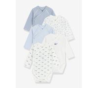Lot 5 bodies croisés imprimés bébé PETIT BATEAU manches longues bleu clair NAISSANCE(50CM)