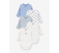 Lot 5 bodies croisés manches longues bleu 1M(54CM)