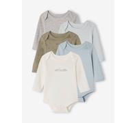 Lot 5 bodies manches longue Dinosaures kaki 1M(54CM)