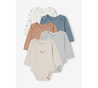 Lot 5 bodies manches longues bébé emmanchure US en coton bio beige chiné 18M(81CM)