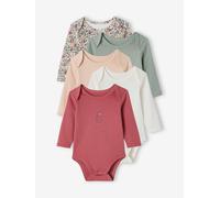 VERTBAUDET Lot 5 Bodies Manches Longues bébé Emmanchures américainesvert sauge1M(54CM)