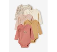 Lot 5 bodies manches longues bébé ouverture naissance en coton bio vanille 6M(67CM)