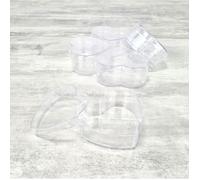 Lot 5 Boites en plastique transparent forme Cœur, 8,5 x 7,5 cm, contenants alimentaire pour dragées, sous blister - Unique