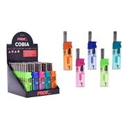 Lot 5 Briquet Allume feu - Flamme réglable - 11cm - Fluo Transparent - Rechargeable - 5 Couleurs - 196