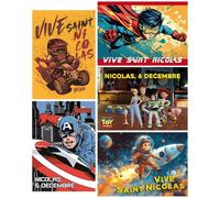 Lot 5 Carte Postale Sainte Nicolas Quad Captain America Super Héros Toy Story Astronaute