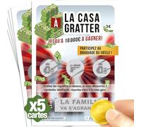 Lot 5 cartes à gratter Annonce grossesse - La famille s'agrandit - Bébé en route - Visuel au choix - Cadeau papi mamie tonton tata papa (Casa A Gratter x5)