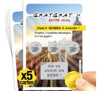 Lot 5 cartes à gratter Annonce grossesse - La famille s'agrandit - Bébé en route - Visuel au choix - Cadeau papi mamie tonton tata papa (Friends x5)