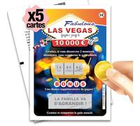 Lot 5 Cartes à Gratter Annonce Grossesse La Famille va s'agrandir - Ticket Surprise Style Loterie - Fabriqué en France