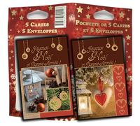 LOT 5 Cartes Dorées assorties Joyeux Noël et Bonne Année 8,5x13,5cm + 5 Enveloppes Blanches 9x14cm pour Présenter vos Vœux et Souhaiter de Joyeuses Fêtes de Fin d'Année Lanternes Pochette P5-463