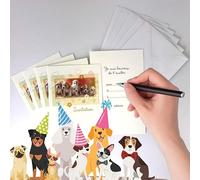 Lot 5 Cartes "Invitation" Chien Chiots Animaux Avec 5 Enveloppes Blanches 9x14cm - Texte Je suis heureux de t'inviter pour ... le (date) à (heure) adresse - Fête, Goûter, Anniversaire - IV5005 S6