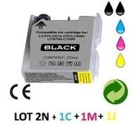 Lot 5 cartouches jet d'encre compatibles BROTHER LC970/LC1000 universal POUR BROTHER DCP 540CN : 2 BLACK + 1 CYAN + 1 MAGENTA + 1 YELLOW G