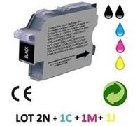 Lot 5 cartouches jet d'encre compatibles BROTHER LC980/1100 universal POUR BROTHER MFC 5890CN : 2 BLACK + 1 CYAN + 1 MAGENTA + 1 YELLOW G