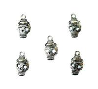 LOT 5 CHARMS/BRELOQUES plaqué argent : crane 21 * 11mm (01)