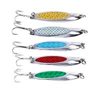 Lot 5 Cuilleres Peche en Mer 20g Jig Appats Durs Hamecon Triple Usage | finition brillante attire, nages natatoires, waterproof antirouille, grip antiderrapant, montage rapide, entretien aise