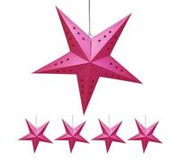 Lot 5 Etoiles en Papier Fuchsia - Suspension Etoile 3D Rose Fuchsia - Etoile Papier Deco à Suspendre Décoration Mariage, Anniversaire