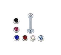 lot 5 piercing labret tragus oreille lobe contour levre helix boule strass couleur