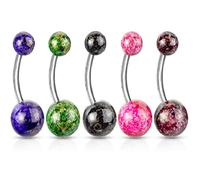 Lot 5 Piercings Nombril MALO Ventre Boule Perle Eclats de Peinture Bijoux Acier Chirurgical Inoxydable Anti Allergique Banane Barbell LOVEPIERCING
