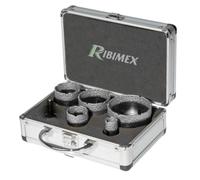 Lot 5 scies cloches diamant en malette pour meuleuse - Ribimex PRSCDX6ME-V