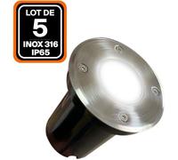 Lot 5 Spots Encastrable de Sol Rond Inox 316 Exterieur IP65 GU10