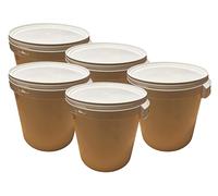 LOT 5 X Seau Plastique 32 L litres avec POIGNÉE RENFORCÉE ET Couvercle HERMÉTIQUE - Durable ET EMPILABLE pour Usage Domestique OU Professionnel