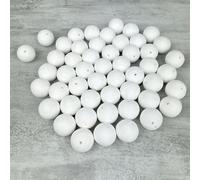 Lot 50 Boules de 2,5 cm en ouate de Cellulose, Billes Blanches en Coton compressé de 25mm avec Trou